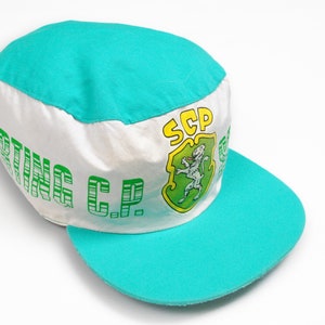 vintage SPORTING SCP Fussball Club Cap grosses Logo Hut one size Retro Fussball Portugal 80er Sommer Sun blende seltenes Team Lisboa