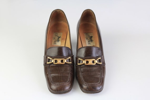 Vintage CELINE Pump in Patent Cousu Main Shoes Women's 36.5