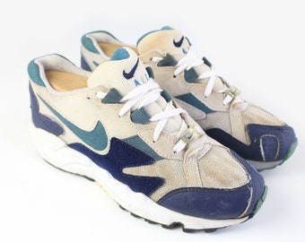 vintage NIKE Sneakers athletic shoes Size Women&#39;s US 6 authentic retro sport style streetwear trainers swoosh 90&#39;s style tie white blue