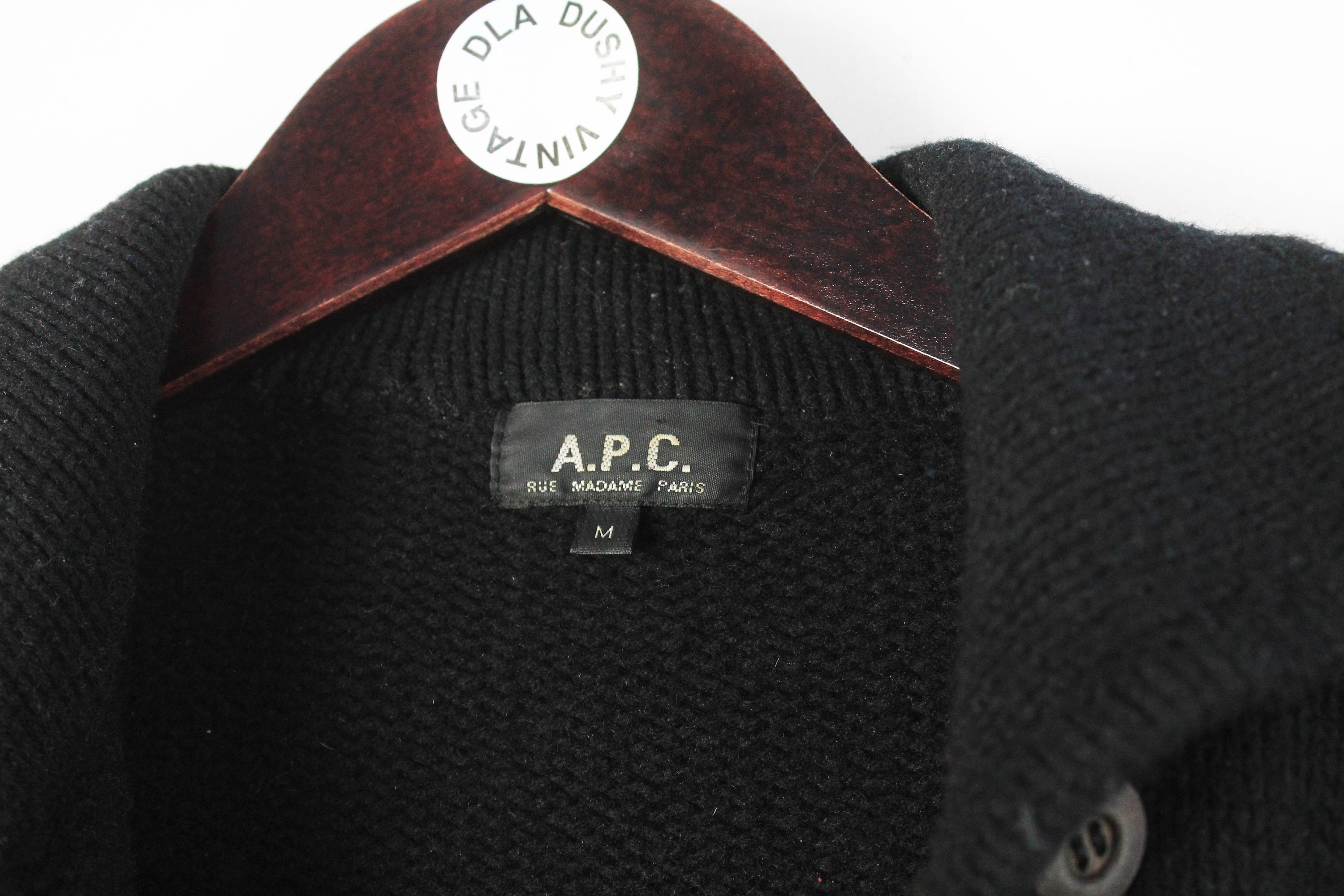 Vintage A.P.C. Cardigan Heavy Sweater Black Authentic Jumper Size 