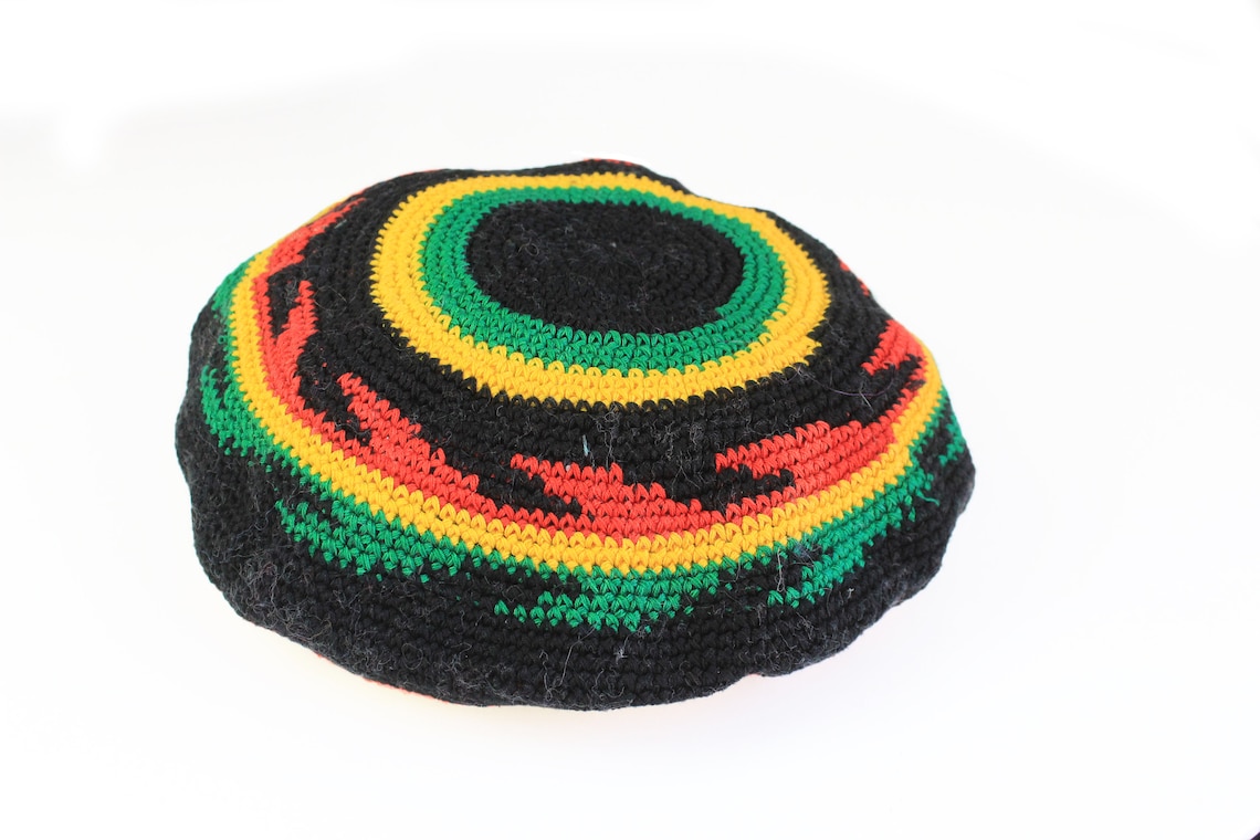 Vintage RASTA Beret Hat Black Multicolor 90s Bob Marley Style Etsy