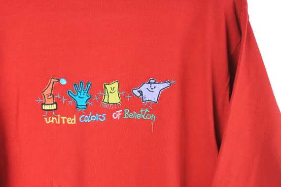 vintage UNITED COLORS of BENETTON sweatshirt red … - image 3