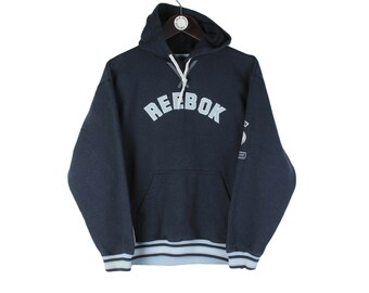 dDushy Vintage Reebok Big Logo Hoodie Size S Women s Classic Athletic Hooded Sweatshirt Retro Rave 90s Clothing Streetwear England Style Sport Wear
