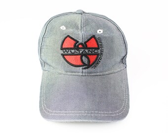 Vintage WU TANG CLAN Hat Big Logo Cap Hip Hop Silver Gray Wu