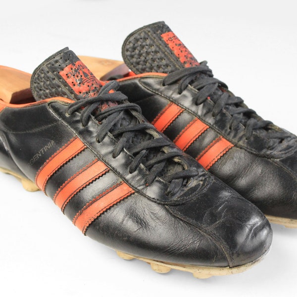 vintage ADIDAS Argentinia Boots retro football shoes leather size US 7,5 rare retro athletic sneakers 80s classic sport brown / orange