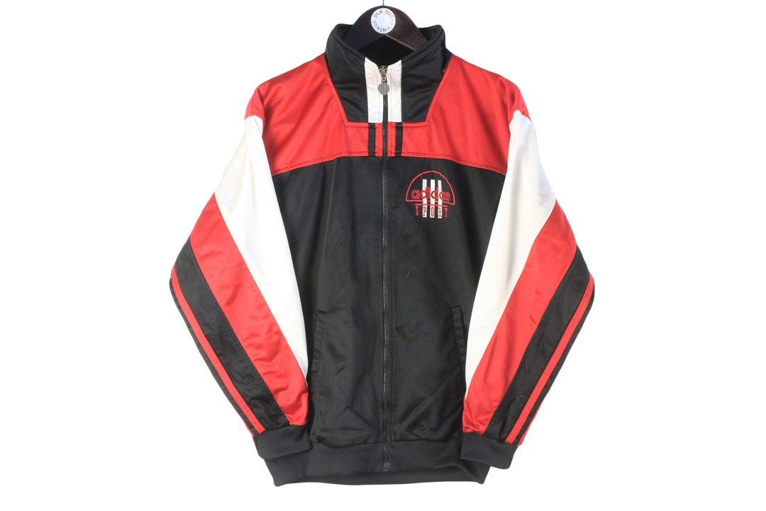 優れた品質 Jacket Track ADIDAS Vintage Size Black Red Authentic S Men's トップス