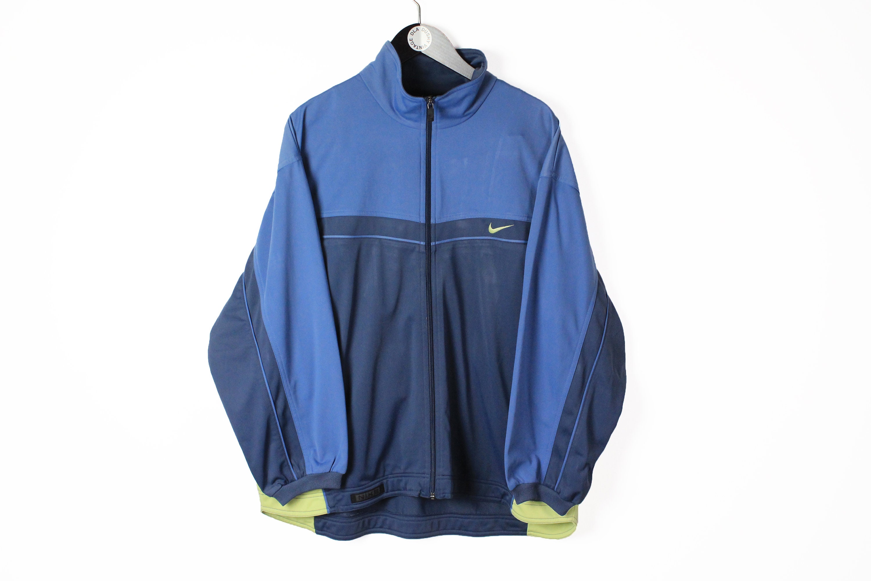 Vintage NIKE Track Jacket Authentic Size L Blue Collar Logo