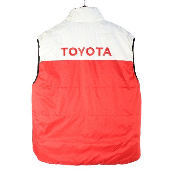 vintage TOYOTA Racing Formula 1 Team Vest Jacket Size M/L men's white red authentic race rare retro 00's logo F1 sports clothing sleeveless