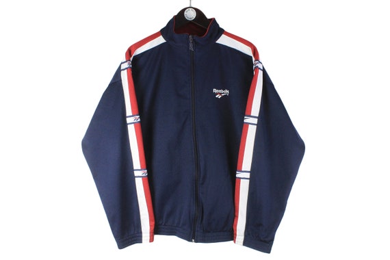Vintage REEBOK Track Jacket Navy Blue Size L Men's Athletic