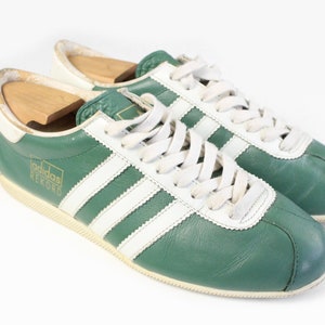 vintage ADIDAS Rekord Sneakers authentic Size US 7 men's retro athletic shoes 90s 00s classic sport trainers tie blue 3 stripes unisex green