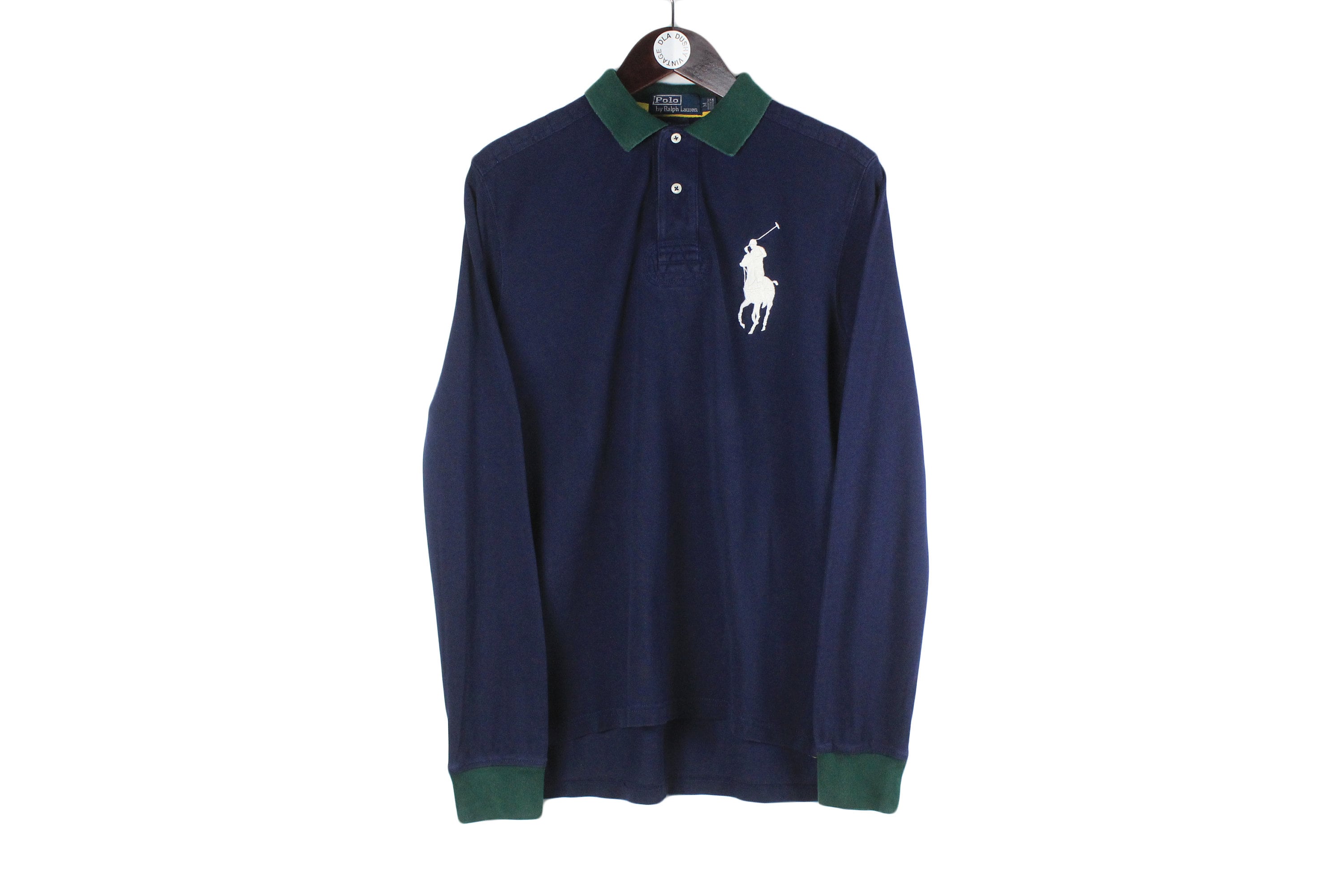 Vintage POLO by Ralph Lauren Rugby Shirt Navy Blue Collared