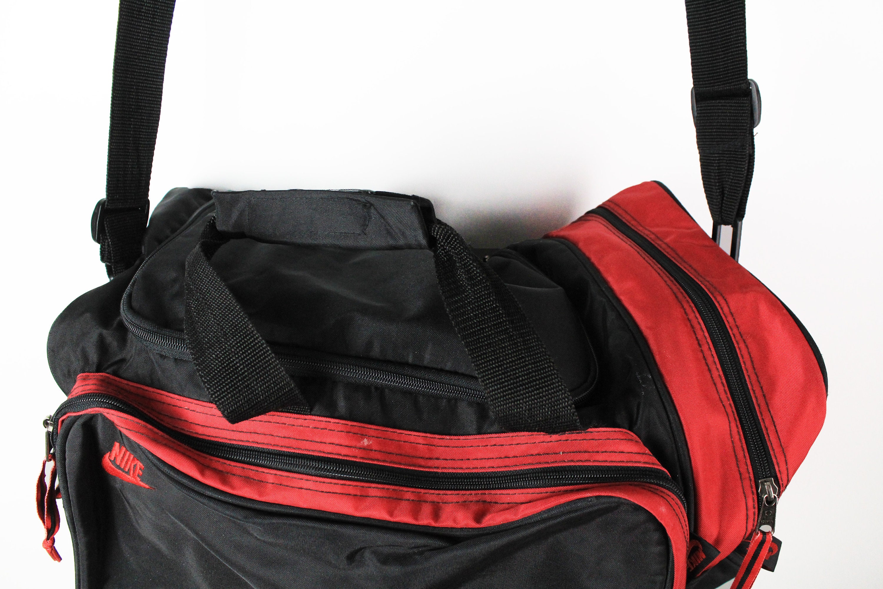 Nike Training Duffel Gym Bag Sports White Logo Red And Black 23X12X10 | eBay