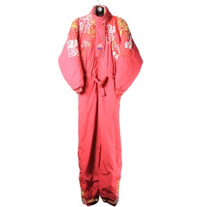 vintage SKISS Ski Suit size women&#39;s 40 authentic Jumpsuit pink Coveralls 90s retro outdoor winter outfit mountains style suit skiing wear