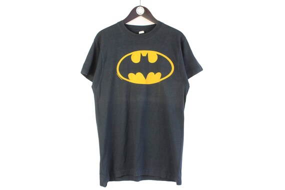 Vintage BATMAN T shirt Black Yellow Authentic Wear Big Logo Etsy