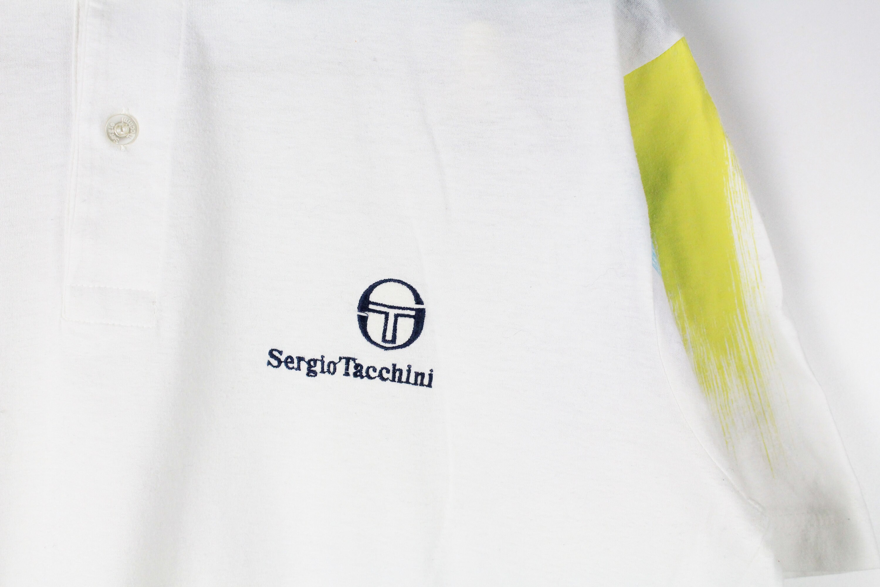 超希少　セルジオタッキーニ　テニスウエア Tシャツ 90'sヴィンテージ　ロゴ ヴィンテージ SERGIO TACCHINI ポロTシャツ テニス ホワイト