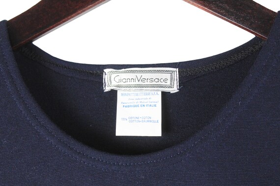 vintage Gianni Versace T-Shirt cotton navy blue e… - image 4