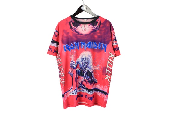 Vintage IRON MAIDEN Live After Death Mens Pink Purple T Shirt Tee 