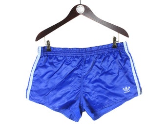 vintage ADIDAS shorts Size L men's blue small logo made in West Germany sport retro wear activewear classic 3 strips logo athletic summer