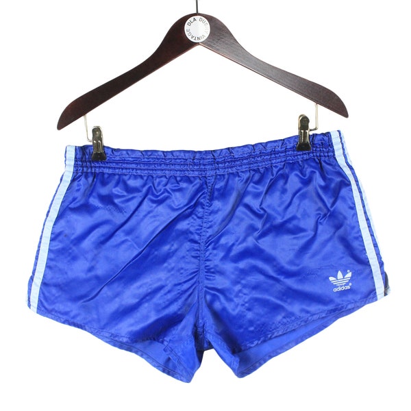 vintage ADIDAS shorts Size L men's blue small logo made in West Germany sport retro wear activewear classic 3 strips logo athletic summer