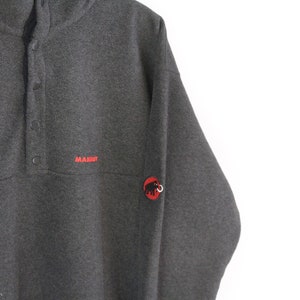 vintage MAMMUT Fleece Snap Button Sweater men's Size XL gray authentic 90s rare retro small logo winter outdoor sport athletic oversize image 3