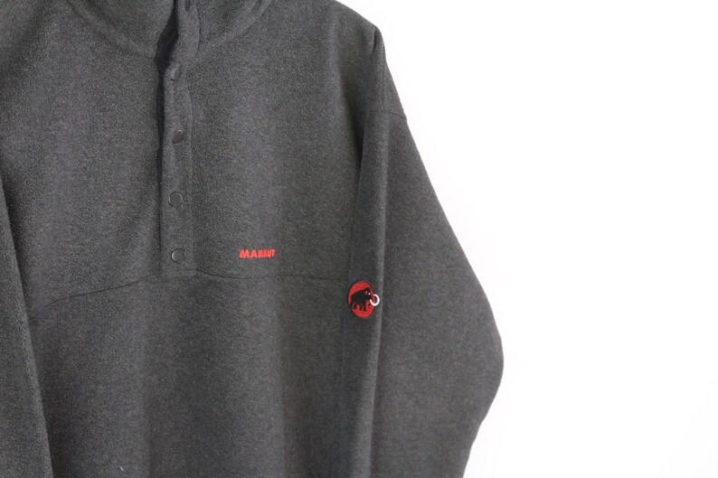 vintage MAMMUT Fleece Snap Button Sweater men's Size XL gray authentic 90s rare retro small logo winter outdoor sport athletic oversize image 3