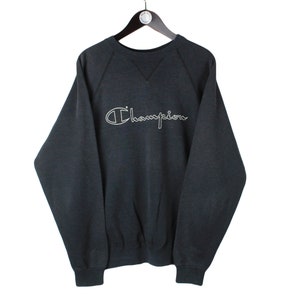 vintage CHAMPION USA big logo sweatshirt Size XL men&#39;s black long sleeve sport jumper retro rare rave crewneck 90&#39;s activewear casual wear
