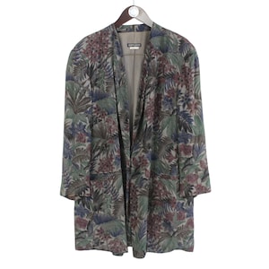 vintage GIORGIO ARMANI Blazer Jacket authentic long sleeve retro style gray Size women&#39;s L/XL 90s luxury outfit button up floral pattern