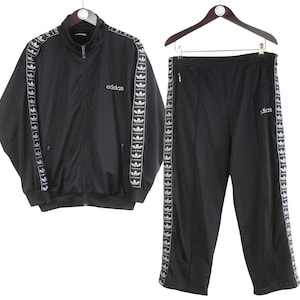 vintage ADIDAS tracksuit retro sport originals clothing rave 90&#39;s authentic rare men&#39;s athletic suit jacket and pants black
