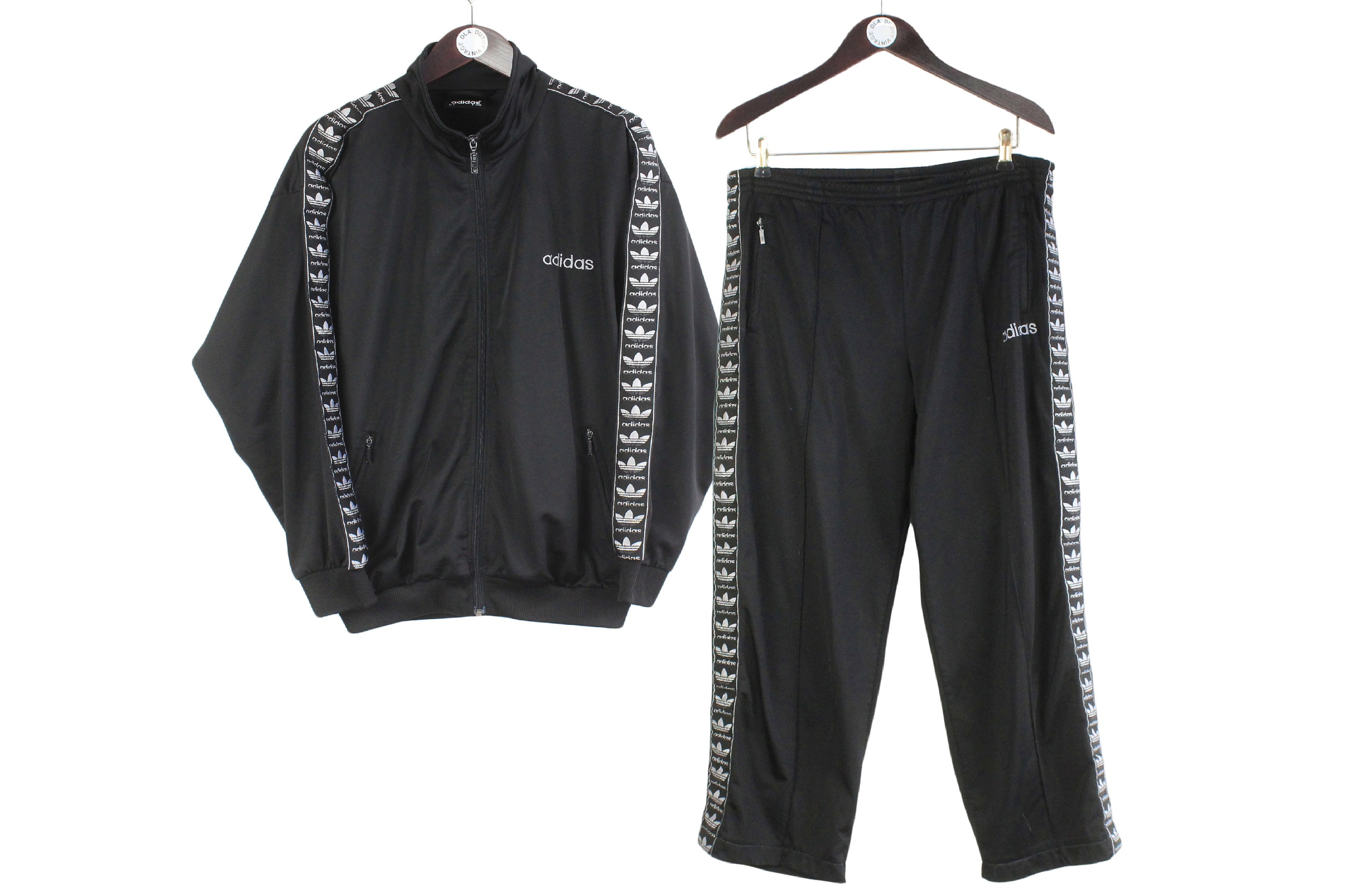 vintage ADIDAS tracksuit retro sport originals clothing rave 90's authentic rare men's athletic suit jacket and pants black