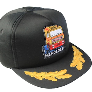 vintage MERCEDES Truck Cap black big logo Hat One Size authentic race team retro 90&#39;s F1 fun Germany brand sum summer visor racing style