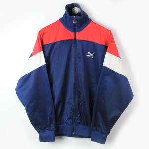 vintage PUMA men&#39;s track jacket Size XL authentic blue retro rave hipster 90s 80s wear streetwear athletic classic Germany sport style coat
