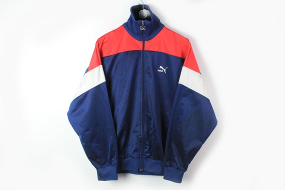 Vintage PUMA Men's Track Jacket Size XL Authentic Blue Retro Rave