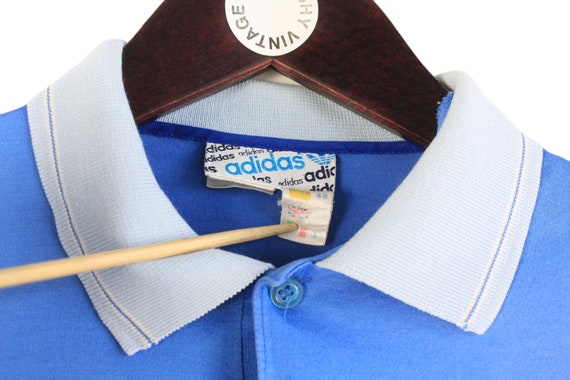vintage ADIDAS Polo T-Shirt tennis blue small log… - image 3