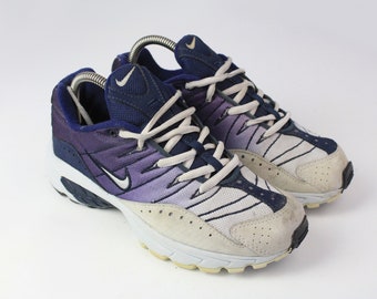 vintage NIKE Sneakers authentic athletic shoes Size EUR 38.5 women&#39;s rare retro sport 90s style gray purple streetwear trainers running