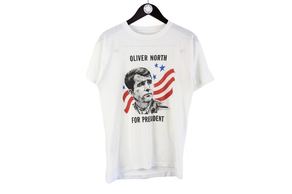 Vintage Oliver North for President 1987 T-shirt Cotton Athletic 