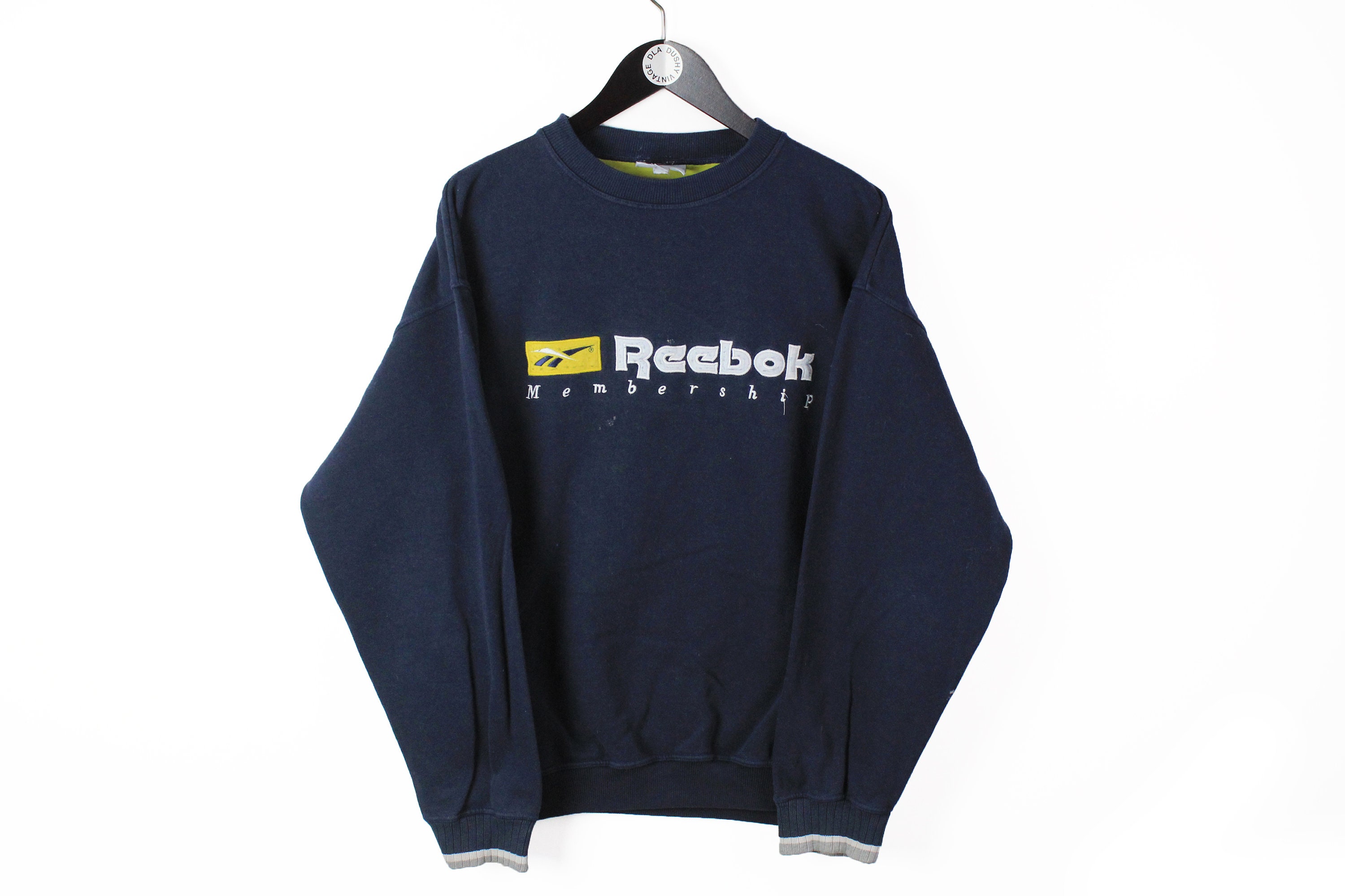 Reebok Sudadera de cuello redondo con logotipo grande para hombre