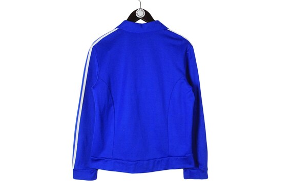 Vintage Adidas Track Jacket Classic Logo Women s Size M Athletic Authentic Blue Retro 3 Stripes Full Zip 80 s Sport Style Made in Thailand
