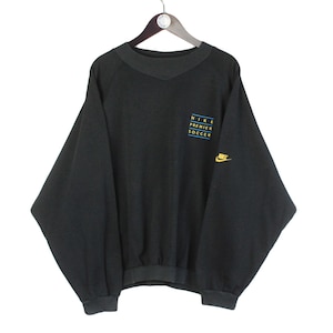 vintage NIKE Premier Sweatshirt cotton athletic small logo black pullover retro Size XL oversized sport 90s jumper long sleeve crewneck