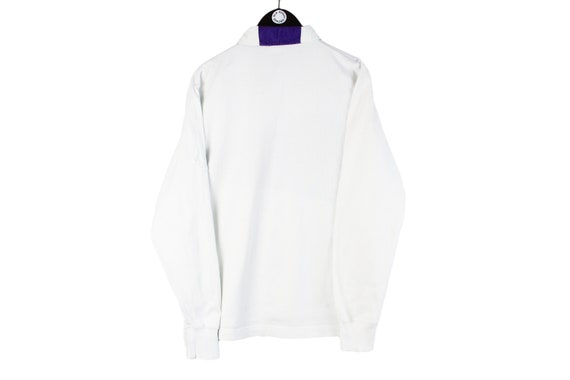 Vintage 90s Cotton Colour-Block White Gant Rugby Shirt - Large