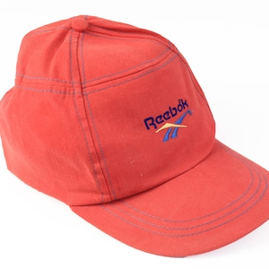 vintage REEBOK big logo hat red hipster one size retro authentic 90&#39;s sport summer style sun visor athletic classic fit men&#39;s baseball cap