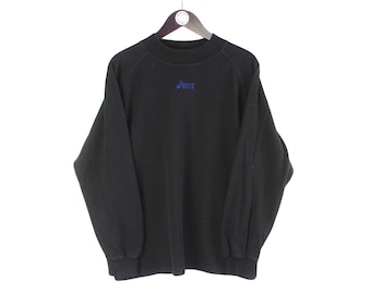 Vintage ASICS Sweatshirt Größe M authentischer, seltener Retro-Sportstil der Marke, kleines Logo in der Mitte, Sportbekleidung, Rundhalsausschnitt, sportlicher 90er-Jahre-Pullover