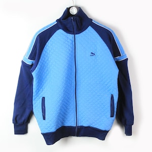 vintage PUMA Vlado Stenzel Trainingsjacke Size S authentisch blau retro rave 80er 90er style style streetwear sportlich unisex Herren Polyester