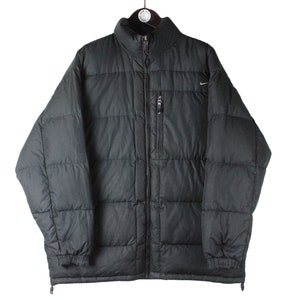 vintage NIKE Puffer Jacket sportswear Size M men's athletic sport black swoosh small logo winter style retro hipster 90s warm down jacket