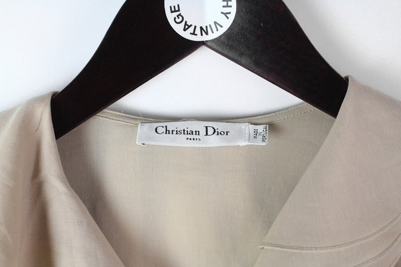 vintage CHRISTIAN DIOR Paris Blouse women's authentic Shirt retro beige top Size M/L rare luxury wear 00's 90's style classic image 5