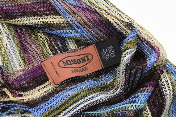 MISSONIプリーツスカーフ Vintage MISSONI Foulard Mesh Scarf Retro Rainbow Casual