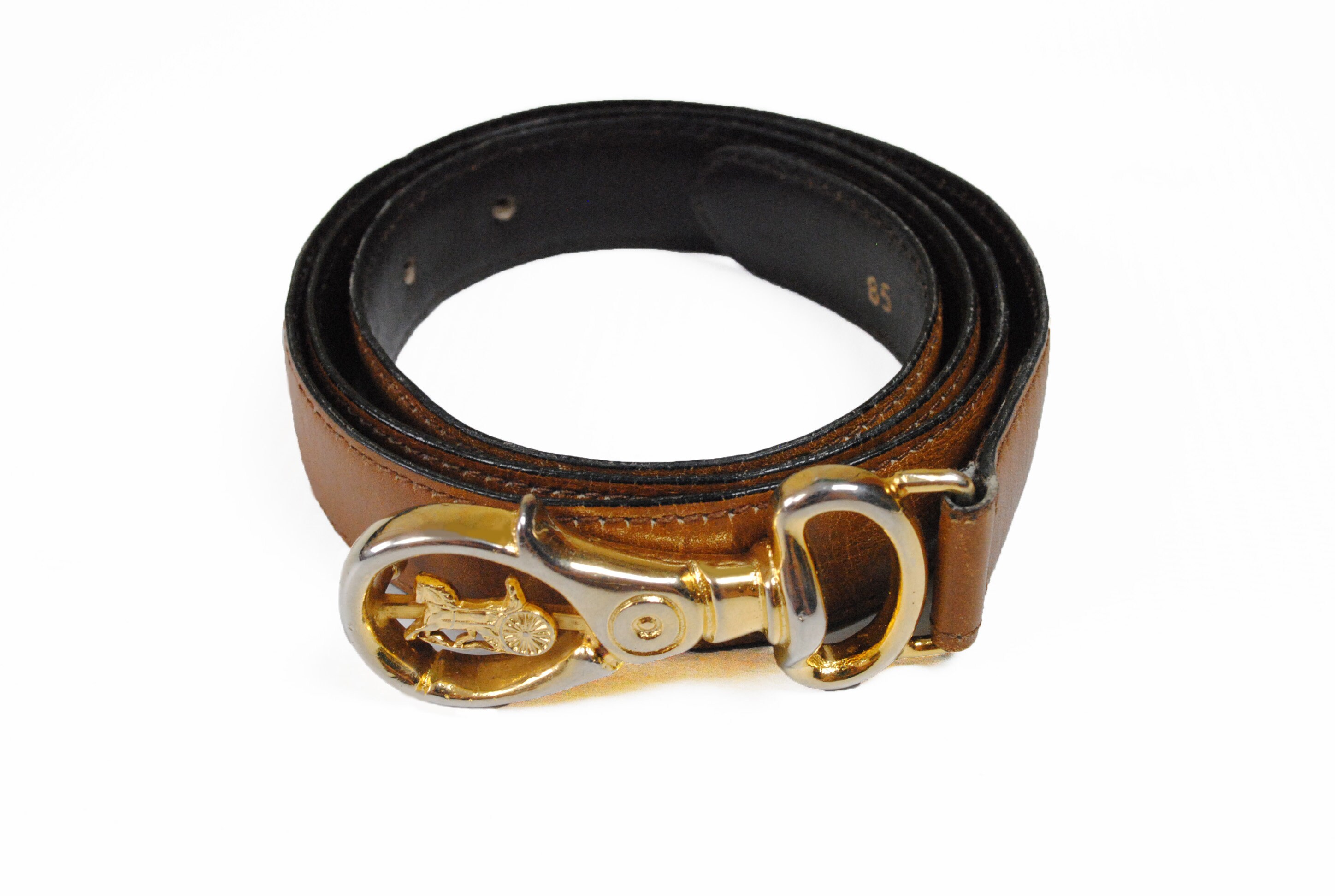 Vintage CELINE Paris ceinture vrai cuir brun or authentique Etsy