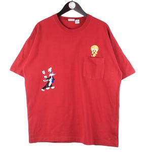 Camiseta vintage WARNER BROS Tweety Cartoon Looney Tunes, logotipo pequeño, colección retro rara, película de los 90, hermanos, estilo de merchandising de algodón