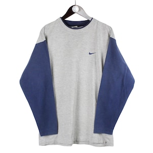 ヴィンテージ NIKE 長袖 Tシャツ クルーネック メンズ サイズ M 00年代 スウェットシャツ グレー レトロ オーバーサイズ ストリートウェア スモールロゴ USAスタイル コットン