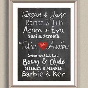 Traumpaare Druck A4 personalisiert Hochzeit Bild 1