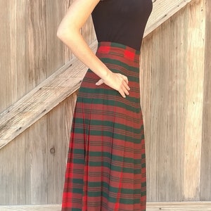 High Waisted Skirt, High Waist Plaid Skirt, Long Pleated Skirt, Red Plaid Skirt, Plaid Maxi Skirt, Vintage Tartan Skirt, Petite Plaid Skirt